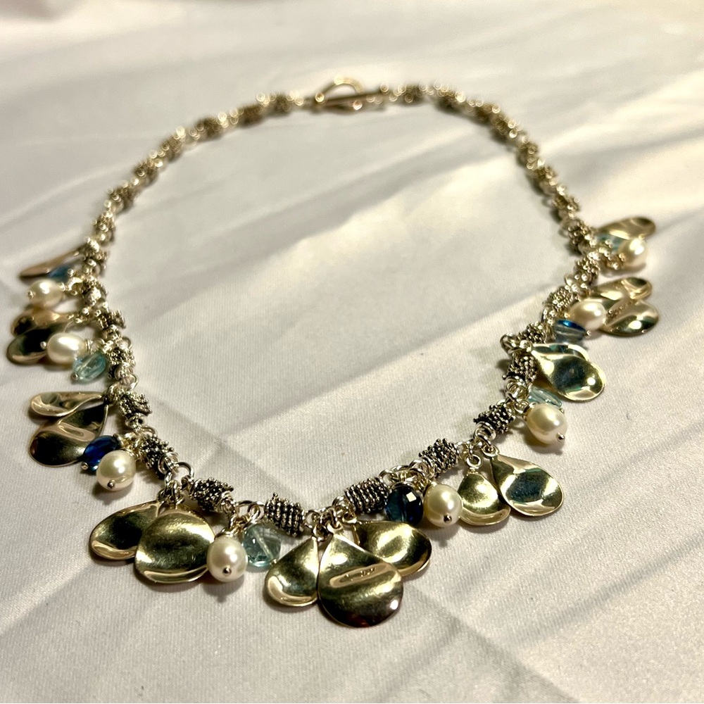 Starry Night by Michael Dawkins, 925 Sterling silver w/pearls & blue topaz. - Picture 4 of 16